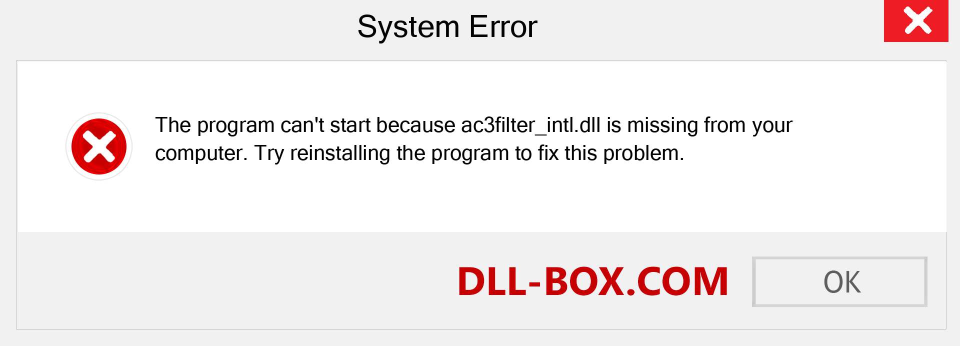  ac3filter_intl.dll file is missing?. Download for Windows 7, 8, 10 - Fix  ac3filter_intl dll Missing Error on Windows, photos, images